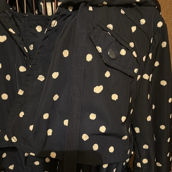Anthropologie Navy and White Daughters of the Liberation Rain Dotted Anorak - Picture 3 of 6